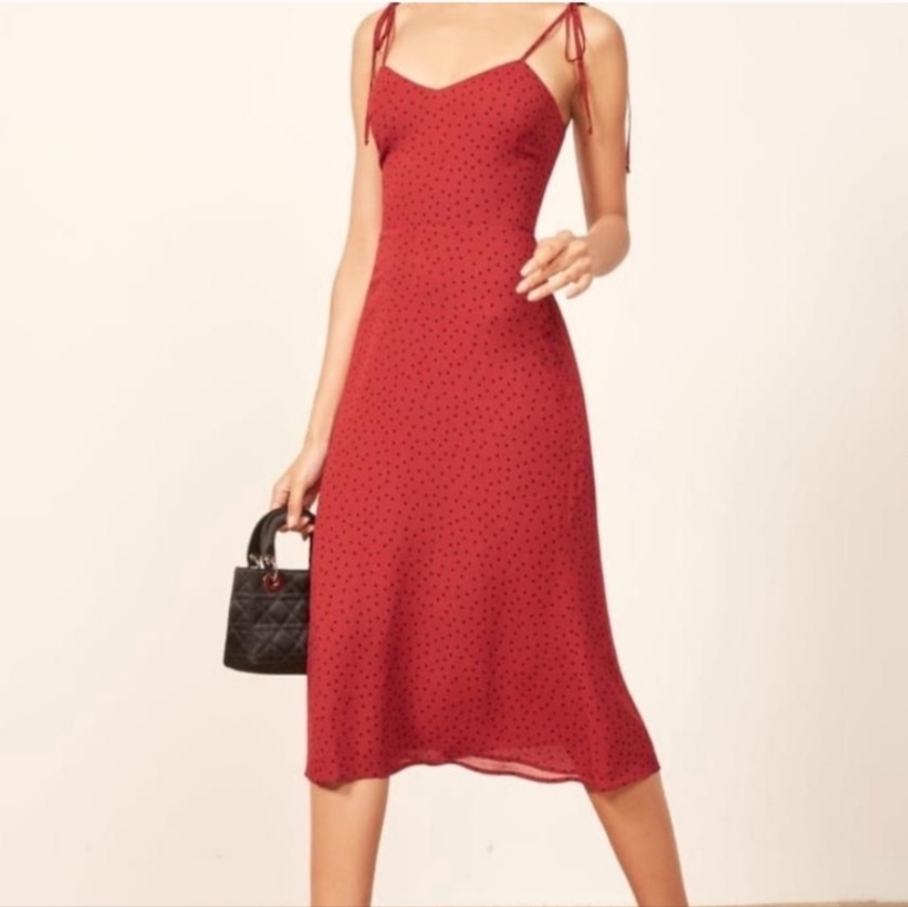 Reformation nectar dress red polka dot